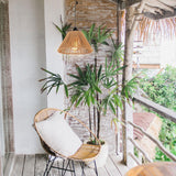 Battery Operated Pendant Light Outdoor Chandelier for Gazebo Hanging Lamp with LED Bulbs Rattan Shade Lantern for Porch Patio Backyard Bedroom Kitchen Decor Powered by 4*AA Batteries EcoGehen