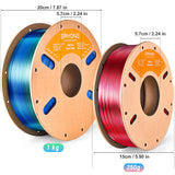 ERYONE Silk Dual Color PLA Filament 3D Printer 1.75mm +/- 0.03mm, Bicolor Filament Two Tone PLA 250G(0.55lbs) Cardboard Spool, Black Red ERYONE