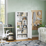 Letaya Metal Garage Storage Cabinets with Lock Door and Adjustable Shelves, Steel Tool Cabinets for Home,Office,Warehouse Organisieren (White, 71" H) Letaya