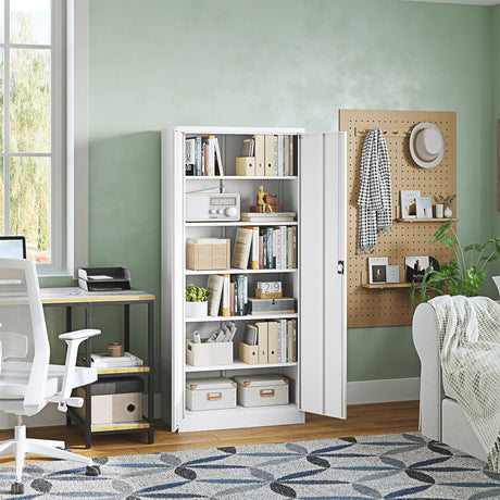 Letaya Metal Garage Storage Cabinets with Lock Door and Adjustable Shelves, Steel Tool Cabinets for Home,Office,Warehouse Organisieren (White, 71" H) Letaya
