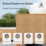 HERA'S HOUSE Small Patio Furniture Set, All Weather 3 Pieces Wicker Outdoor Sectional Set,Yellow Rattan Conversation Set with Lounge Sofa and Coffee Table for Lawn, Garden HERA'S HOUSE