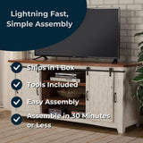 Martin Svensson Home Rustic 65” Solid Wood TV Stand with Storage, White and Aged Distressed Pine Martin Svensson Home