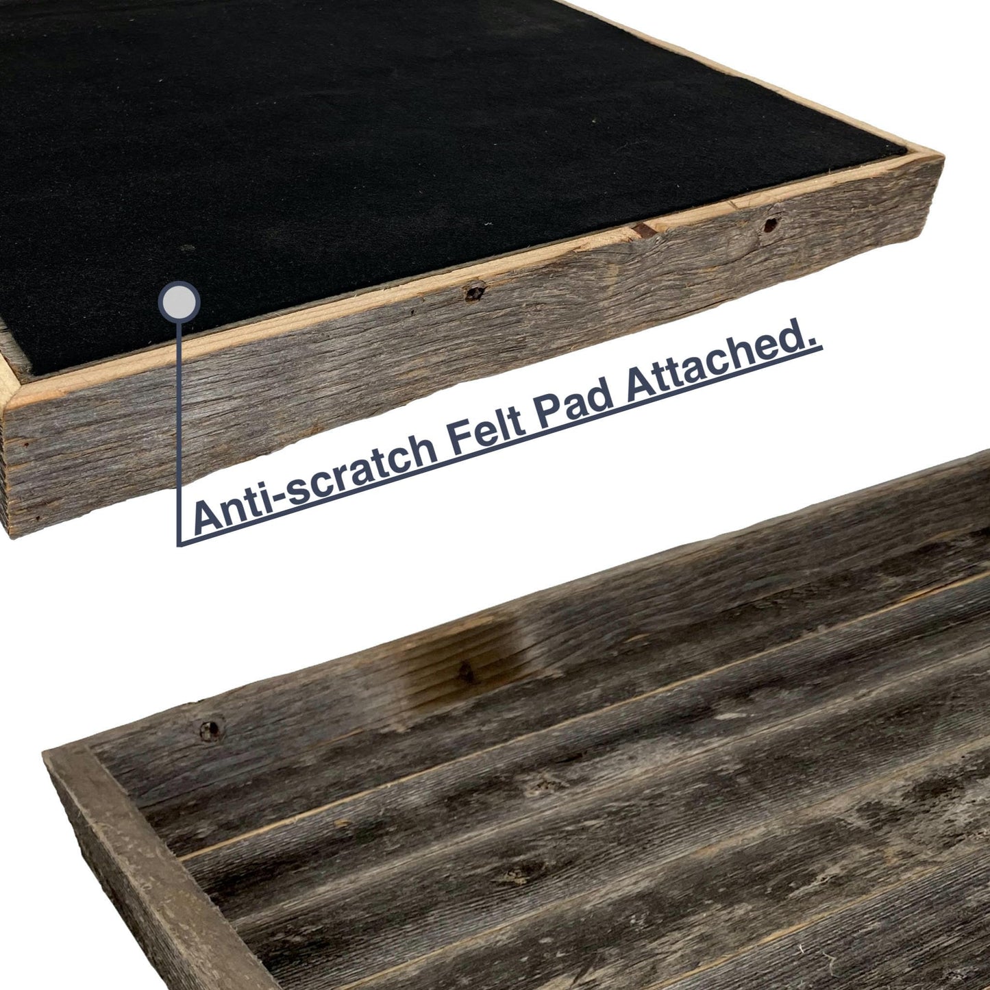 Barnwood USA Extra Large Ottoman Tray with Anti Scratch Felt Pad - Rustic Reclaimed Wood Square Ottoman Trays - Perfect for Ottomans, Coffee Tables, and Office Desks - 24"x24" - Natural Weathered Gray