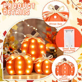 Grinsvalley 3 Pcs Light up Thanksgiving Pumpkin Decor Thanksgiving Farmhouse Pumpkins Sign Rustic Tiered Tray Decorations Table Centerpieces Standing Wooden Block Sign for Home Kitchen Halloween Grinsvalley