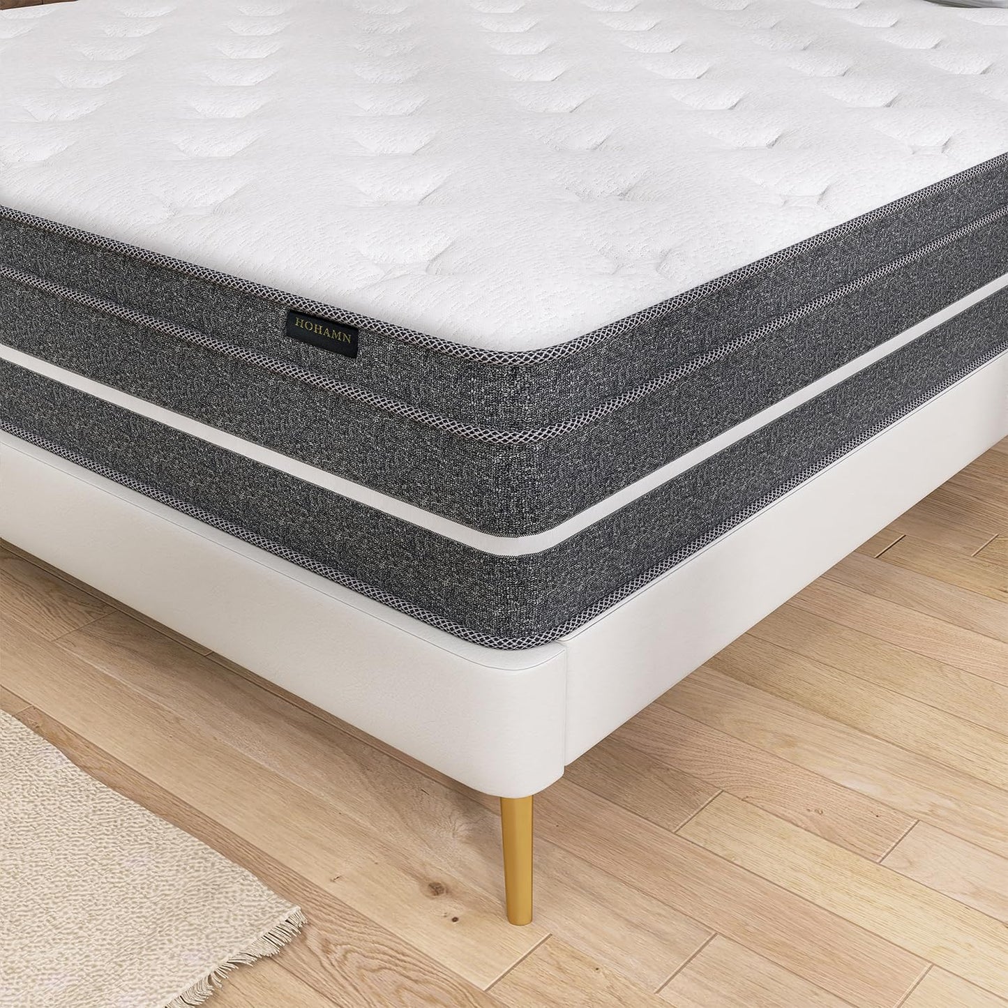 Hohamn Queen Size Mattress, 14 Inch Hybrid Mattress in a Box, Queen Mattress Foam and Individually Wrapped Pocket Coils, Soft and Breathable, Pressure Relief, Strong Edge Support, Medium Firm