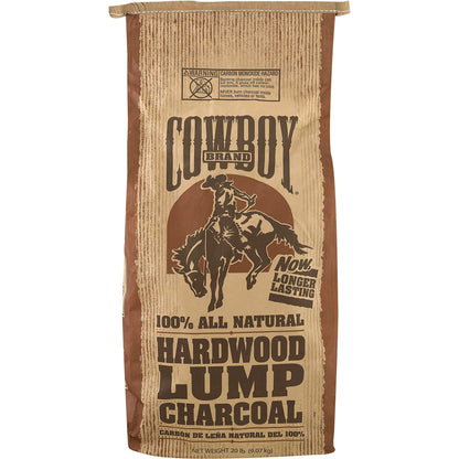 Cowboy Easy Light Natural Hardwood Lump BBQ Charcoal Briquettes for Grilling and Smoking, 20 Pound Bag