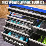 WORKPRO 42-Inch 7-Drawers Rolling Tool Chest, Mobile Tool Storage Cabinet with Wooden Top, Equipped with Casters, Handle, Drawer Liner, and Locking System, 1000 lbs Load Capacity WORKPRO