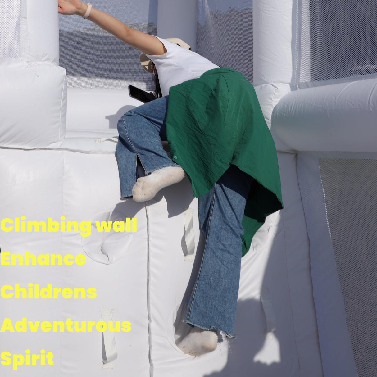 White Bounce House for Adult Kids, 16FT Large Commercial PVC Bounce House Castle w/Widened Curved Slide & Big Ball Pit, 1100w Blower, 16x14x10.5ft Inflantteble