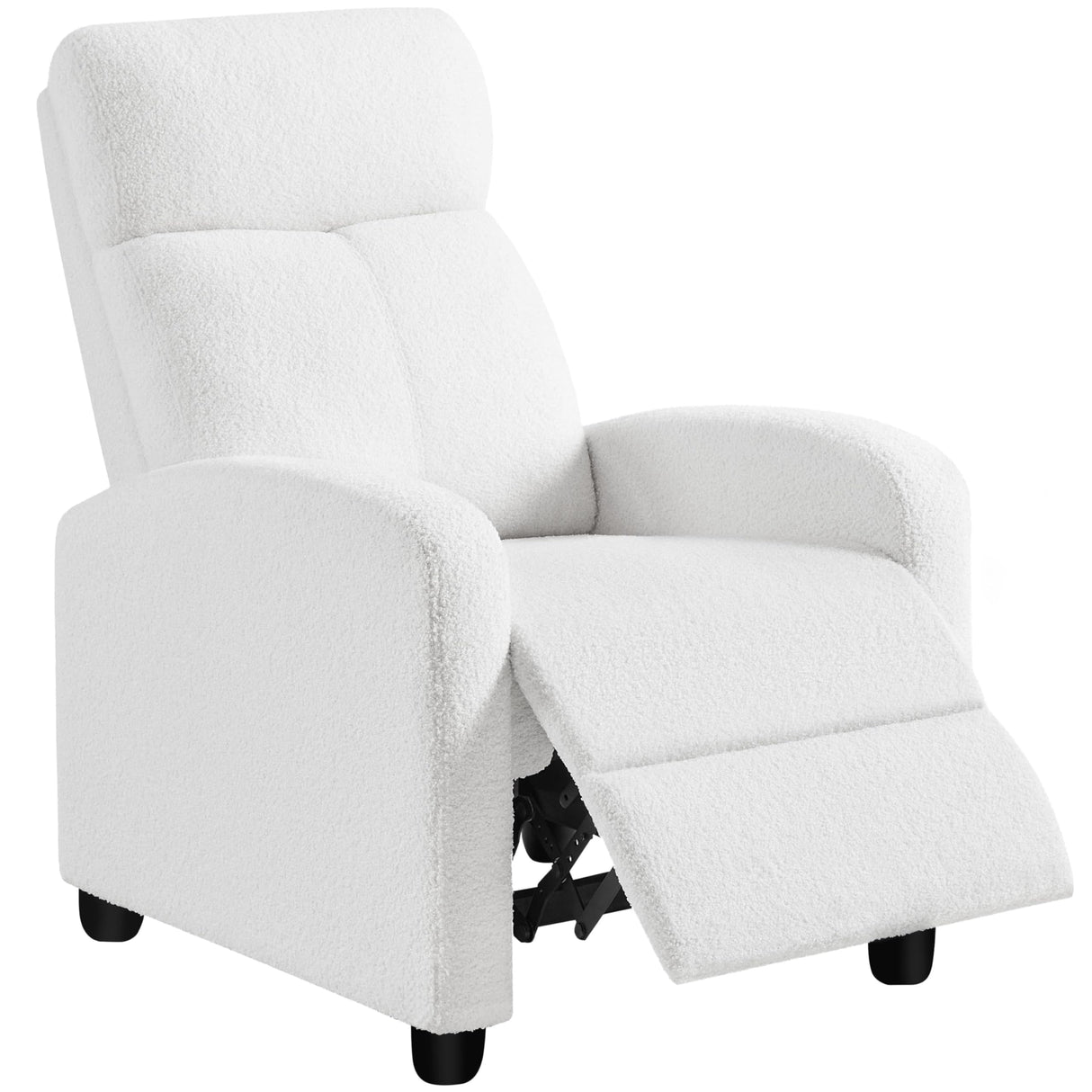 Topeakmart Boucle Recliner Sofa Push Back Recliner Chair Adjustable Modern Single Reclining Chair Upholstered Sofa with Pocket Spring Living Room Bedroom Home Theater White Topeakmart