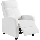 Topeakmart Boucle Recliner Sofa Push Back Recliner Chair Adjustable Modern Single Reclining Chair Upholstered Sofa with Pocket Spring Living Room Bedroom Home Theater White Topeakmart