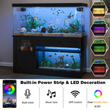 LUMIINOFAMI 55 Gallon Fish Tank Stand, Tank Stand 55-75 Gallon, Aquarium Stand 55 Gallon with Drawer, Reptile Tank Stand with Power Strip and LED Light, Terrarium Stand -1300Lbs LUMIINOFAMI