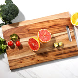 YSTKC Acacia Wood Cutting Board with Hand Grip 15" x 9.7" Inch, Wooden Reversible Chopping Board with Handle for Kitchen Meal Prep Serving, Chopping, YSTKC