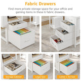 White L Shaped Desk with File Cabinet, 53 Inch Corner Office Desk with Storage Drawers Reversible, L-Shaped Computer Desks with Filling Drawer & Power Outlets for Home Office PC Work Study Wiriting DLisiting