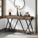 Tribesigns 55 Inch Console Table, Farmhouse Sofa Table Wood Entryway Table with Unique Metal Base, Behind The Couch Table Foyer Table, Industrial Accent Table for Hallway, Living Room, Rustic Brown Tribesigns