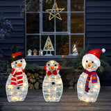HOURLEEY Christmas Decoration 55 L Lighted Snowman Family Outdoor, 3-Piece Waterproof Plug in 2D Snowman for Yard Patio Lawn Garden Party Decor 20.5X9X29.5Inch-Large (Warm White) Hourleey