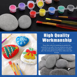 Glarks 34Pcs Rock Painting Kit, Including 15Pcs 2"-3" Flat Painting Stones River Rocks, 12 Colors Non-Toxic Washable Paint, 6Pcs Paint Brushes and 1Pc Palette for DIY Arts and Craft Activities Glarks