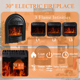 Electric Fireplace with Mantel, 76" Electric Fireplace, Birdcast Fireplaces Entertainment Center TVs Up to 90", Fireplaces TV Stand with 30" Insert Heater with 3D Flame for Living Room, 1400W/750W LIDYUK