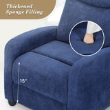 Athena Collection Recliner Chair, Reclining Lounge Chair with Adjustable Backrest and Footrest for Adults, Linen Upholstered Small Recliner Single Sofa for Small Space, Living Room, Bedroom, Blue Athena Collection