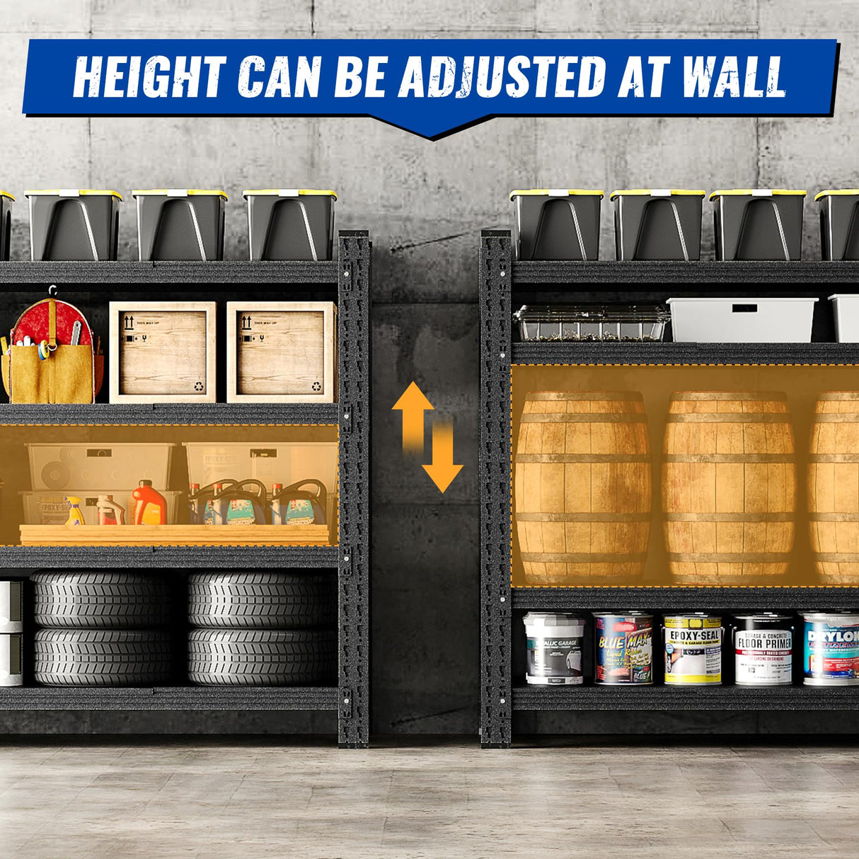 BYNSOE 71" W Storage Shelves 5000lbs Garage Metal Shelving Heavy Duty Garage Shelves Adjustable Storage Shelves for Industrial, Factory,71" W X 24" D X 69" H BYNSOE