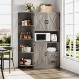 HOSTACK 60.4" Farmhouse Kitchen Pantry Storage Cabinet, Freestanding Hutch with Doors & Shelves, Buffet Sideboard with Microwave Stand, Coffee Bar with Drawers, Cupboard for Dining Room, Ash Grey HOSTACK