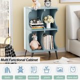 Aenuert Blue 4-Cube Modern Bookshelf - Stylish Open Storage Display Cabinet for Home and Office Aenuert