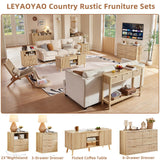 LEYAOYAO 48" Fluted Lift Top Coffee Table with Hidden Storage & Adjustable Shelves, Lifting Tabletop Large Rectangular Coffee Tables, Mid Century Modern Wood Center Table for Living Room, Natural LEYAOYAO