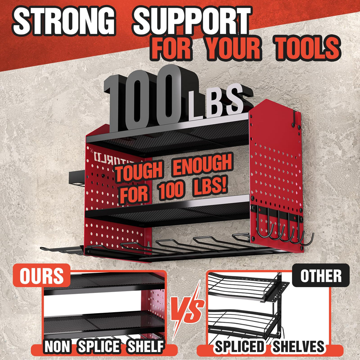 Veitorld Power Tool Organizer with Charging Station - 4 Drill Holders - Heavy Duty Modular Wall Mount Rack for Garage, Tool Storage Organizer - Christmas Birthday Gifts for Men Dad Him Husband Veitorld