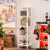 YUFAM 54in Tall Bookshelf 5-Tier Small Narrow Bookcase, Skinny Book Shelf for Small Space, Farmhouse Slim Shelf with Storage, Wood Freestanding Display Thin Bookshelves for Living Room, Office, White YUFAM