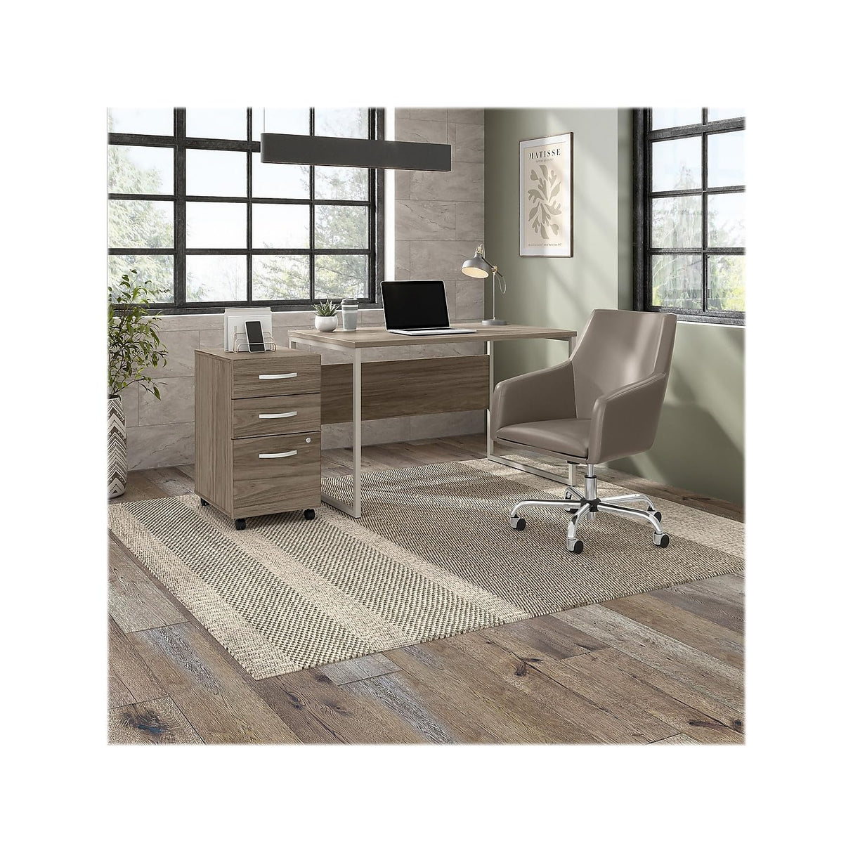 Bush Business Furniture HYF216MHSU-Z Hybrid 3-Drawer Mobile File Cabinet, Letter/Legal, Modern Hickory, 20-Inch Bush Business Furniture