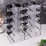 Lamoutor 2 Row Sunglasses Rack Holder Glasses Display Stand Transparent Lamoutor