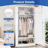 BYNSOE Metal Storage Locker 72'' Metal Wardrobe for Home Metal Storage Cabinet with Hanging Rod for Office Hospital Home Office Require Assembly (White, 72inch) BYNSOE