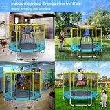 Indoor Trampoline for Kids Ages 1-8, 55" Small Outdoor Toddler Trampoline with Safety Enclosure Net, No-Gap Safe Design, Baby Round Jumping Mat, Recreational Trampolines Birthday Gifts for Boys Girls BIGOU