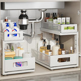 Corbyles 2 Pack Under Sink Organizer With Next-Gen Ball-Bearing Slides,2-Tier Pull Out Cabinet Storage,Height Adjustable Drawer Shelf for Bathroom,Kitchen,Laundry,Cabinet,Pantry(Patent Pending) Corbyles
