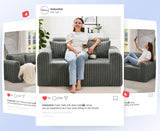 Hobestluk Couch Sofa 2-Seater Foam Sofa Loveseat for Small Spaces Comfy Sofas with Removable Cover Furry Couch with Pillows for Living Room, Bedroom, Apartment, Office (Grey, Loveseat) Hobestluk