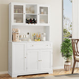 HOSTACK Kitchen Pantry Storage Cabinet, Modern Buffet Cabinet with Hutch, Tall Kitchen Hutch Cabinet with Microwave Stand, Food Pantry Cabinet with HOSTACK