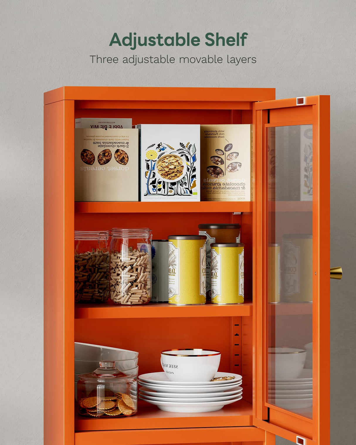 QINPTWUT 67" Slim 6-Tier Narrow Tall Kitchen Pantry Cabinet with Doors & Shelves. Open Shelving, Perfect for Small Spaces in Kitchen, Dining Room, Living Room & Bathroom. QINPTWUT