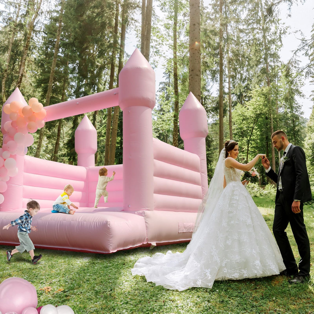 13FT Pink Bounce House for Kids Adults,100% PVC Commercial Grade Bounce House with 750W Blower Large Inflatable Bounce House for Birthday Party,Wedding,Gender Reveal and Backyard Decor 13x11.5x10FT awesmflate