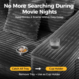 CAMMOO 108” Cloud Sectional Couch in One Box, Compressed Modern Modular Sectional Sofa with Deep Seat, Corduroy Boneless Couches with Chaise, L-Shaped Sofa for Living Room, 4 Storage Pockets(Grey) CAMMOO