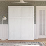 REALROOMS Halstead Queen Size Wood Murphy Bed Fold-Out Multi-Functional Storage Wall Bed Multi-Purpose Space-Saving Bedframe for Guest Room or Bedroom, Ivory Oak REALROOMS