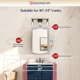 Keonjinn Black Medicine Cabinet 16 x 26 Inch, Surface Mount or Recessed Bathroom Cabinets with Mirrors, Metal Framed Wall Mirror with Storage, 2 Adjustable Shelves, Beveled Edge Mirror Keonjinn