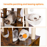 Heybly Cat Tree with Litter Box Enclosure for Indoor Big Cat, Cat Tower for Large Cats 20 lbs Heavy Duty, Modern Cat Condo Furniture with Scratching Posts, Rustic Brown HCT110SR Heybly