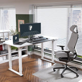 FLEXISPOT E6Q 4 Legs Standing Desk 63 x 28 Inch Adjustable Height Desk with Splice Board Home Office Sit Stand Up Desk, White Top + White Frame FLEXISPOT