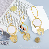 Framendino, 5 Pack Gold Angel Wing Pendant Car Hanging Ornament with Sublimation Blank Heat Transfer Photo for DIY Crafting Framendino
