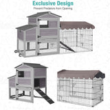 SUUMERPETY Chicken Coop Outdoor,Wooden Chicken House with Metal Chicken Run,Mobile Hen House with Nesting Box,Outdoor Poultry Cage for Yard Farm Use Suumerpety