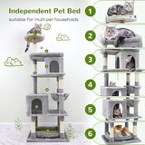 Globlazer S72 Heavy Duty Cat Trees for Large Cats, Sturdy 72in Maine Coon Cat Tree for Large Cats 20 lbs+ Heavy Duty Cat Tower for Adult Biggest Cats with 6 Scratching Posts, Hammock, Light Grey Globlazer