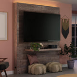 Sauder Steel River Entertainment Wall, for TVs up to 70", in a Weathered Wood Finish Sauder