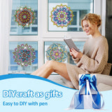 LINGFANG 4 Pcs Diamond Art Stained Glass Window Clings with Diamond DIY Pen Tools, Diamond Painting Window Stickers for Suncatchers, Diamond Art Kits for Adults, Diamond Art Accessories (Mandala 4) LINGFANG
