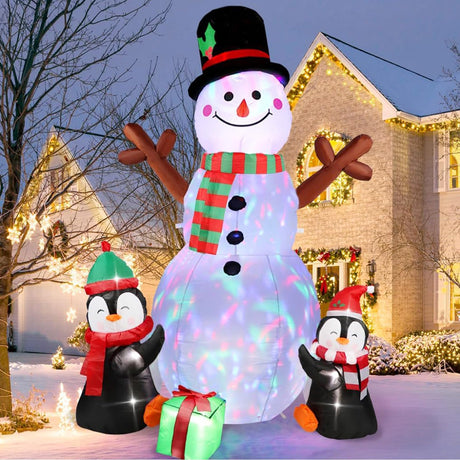 AerWo 6FT Christmas Inflatables Outdoor Decorations, Upgrade Cute Inflatable Snowman Penguins Blow Up Yard Decorations with Rotating LED Lights for Indoor Outdoor Yard Garden Christmas Decor AerWo