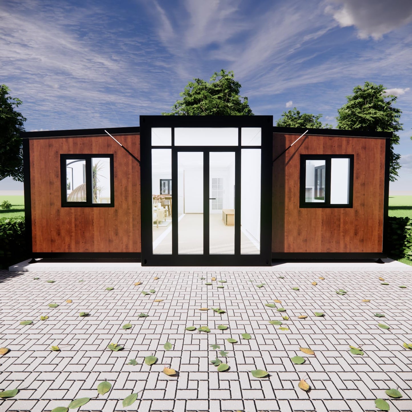 30FT Prefabricated House,Portable Tiny House to Live in Adults with 3 Bedroom,Sturdy Tiny Home with Bathroom Kitchen,Folding Prefab Container House Living for Family - WoodArtSupply