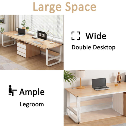 Generic 95″ Large Two Person Desk with 3 Drawers,Extra Long Double Desk for Home Office Desk,Industrial Wood Workstation for 2 People,Gaming Computer Desk,Writing Study Table,White, 94.48″X28 - WoodArtSupply